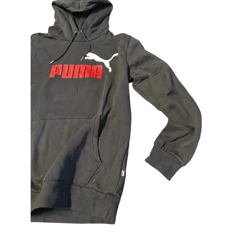 Puma Hoodie Mens Sweatshirt Black Size small red logo - Picture 3 of 10